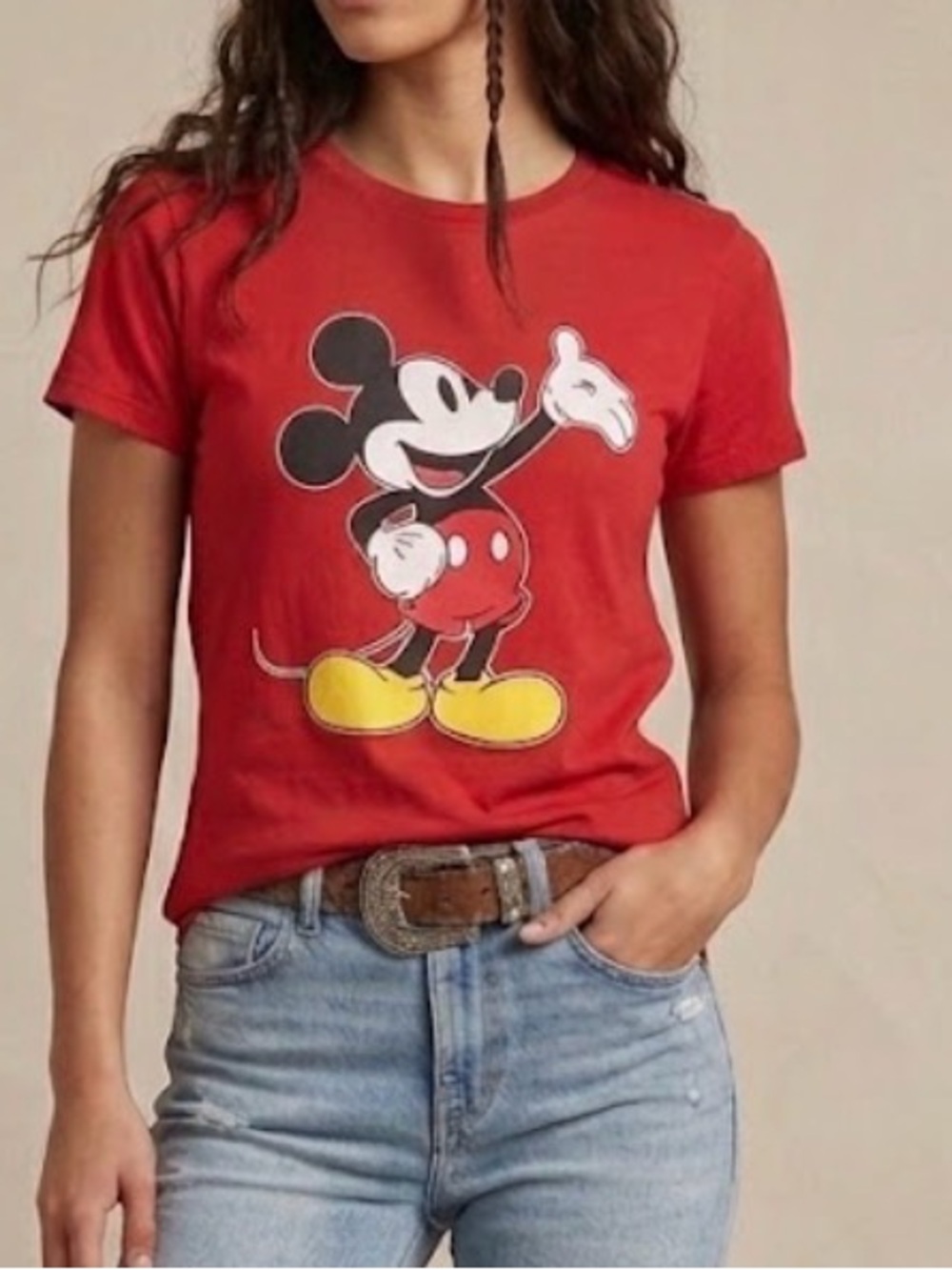 Disney Mickey Mouse Red Short Sleeve T-Shirt Medium